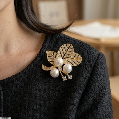BRHH00146 ZHL Pearl Flower Zircon Broach - BRHH