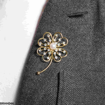 BRHH044 YMO Flower Heart Broach