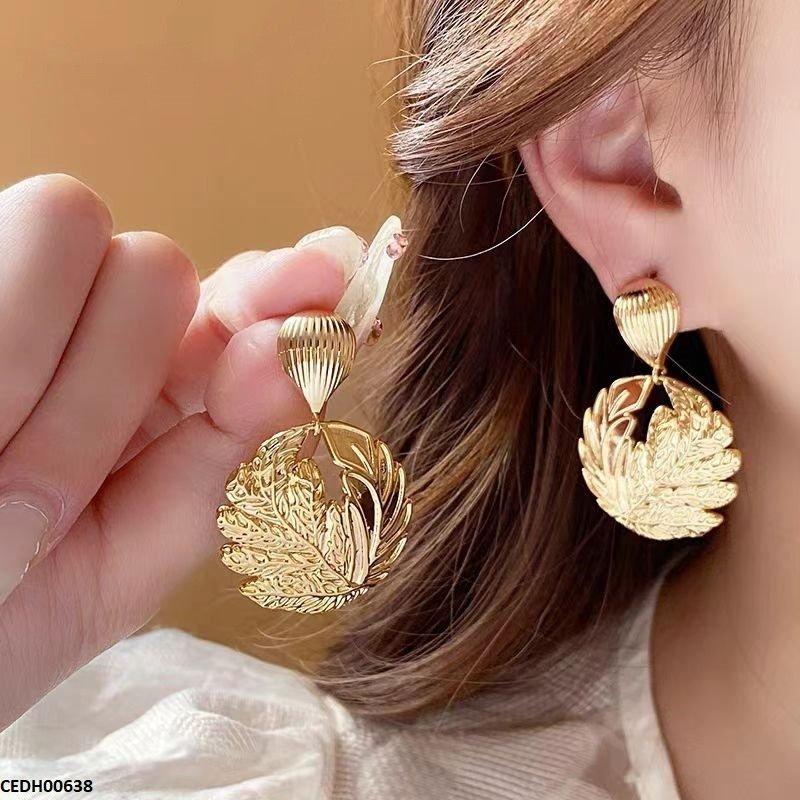 CEDH00638 ZHL Round Leaf Drop Earrings - CETH