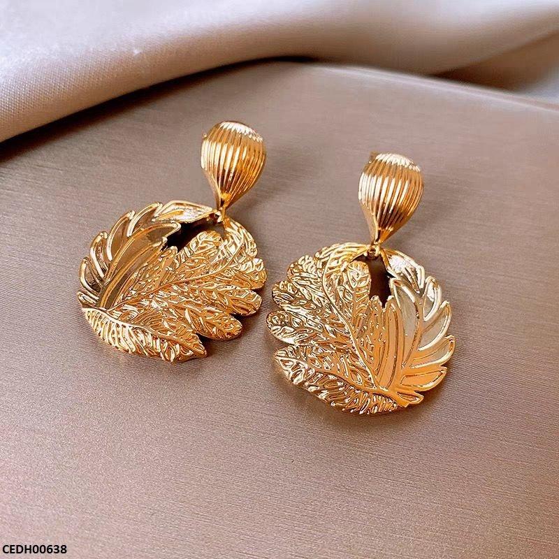 CEDH00638 ZHL Round Leaf Drop Earrings - CETH