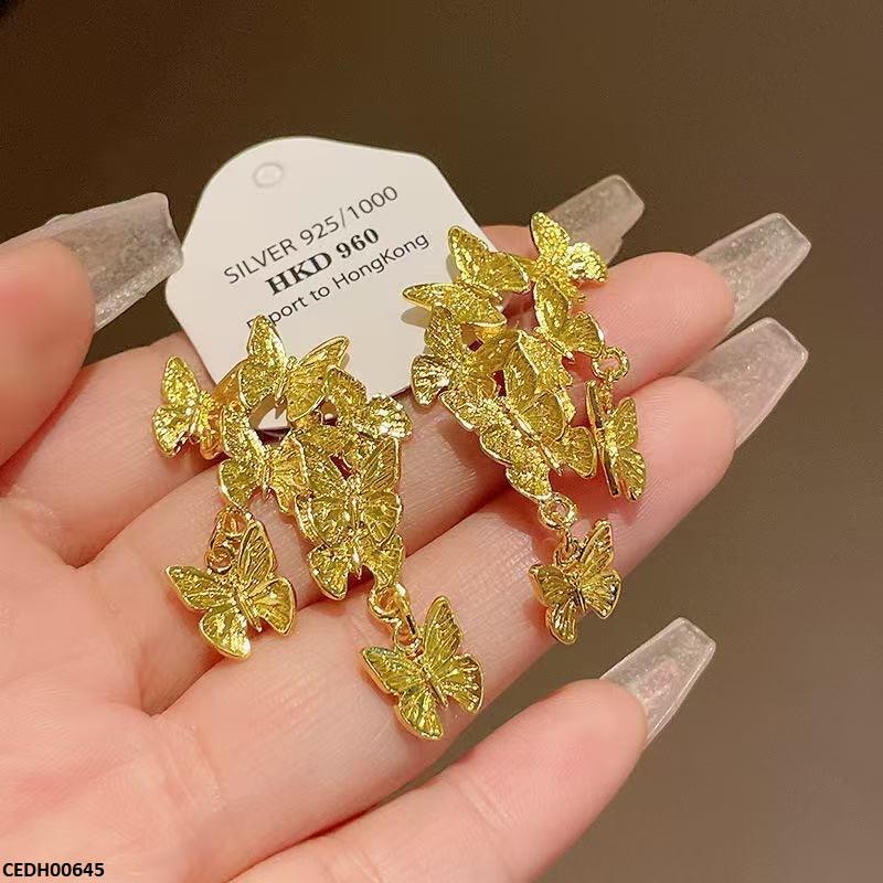 CEDH00645 HJF Long Butterfly Tassel Drop Earrings - CEDH