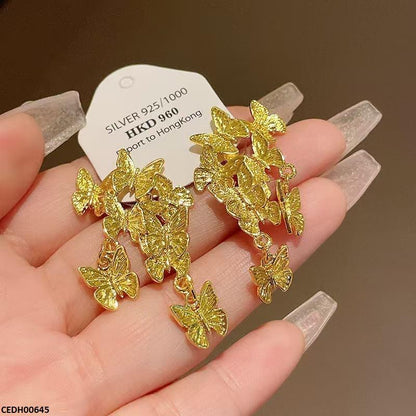 CEDH00645 HJF Long Butterfly Tassel Drop Earrings - CEDH