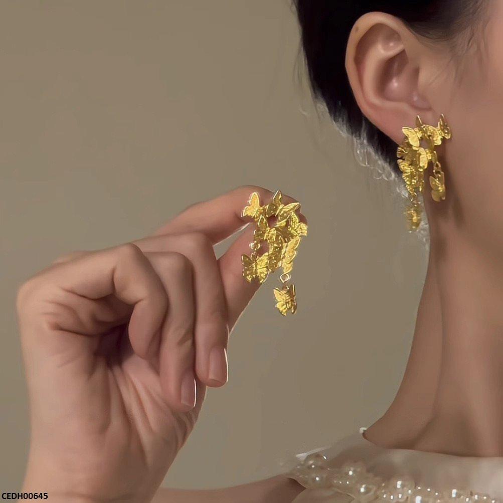 CEDH00645 HJF Long Butterfly Tassel Drop Earrings - CEDH