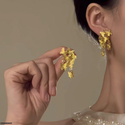 CEDH00645 HJF Long Butterfly Tassel Drop Earrings - CEDH