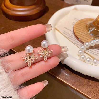 CEDH00647 HJF Marquise Flower Drop  Earrings - CEDH