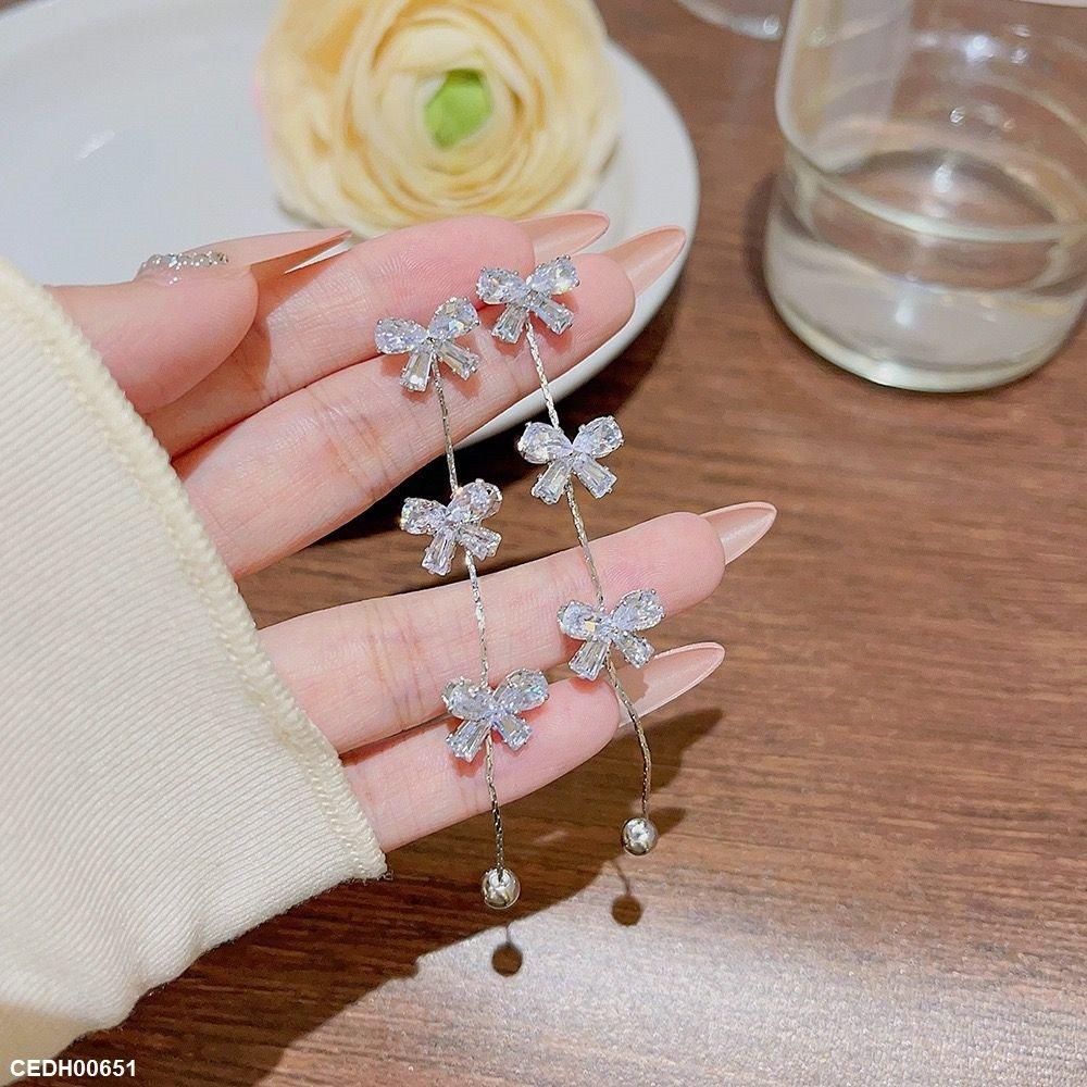 CEDH00651 DDJ Bow Tear Drop Earrings - CEDH
