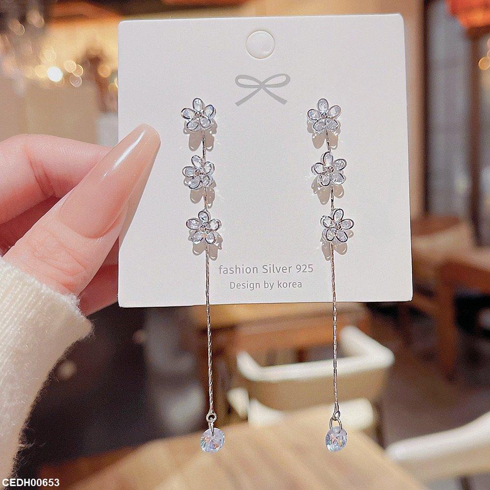 CEDH00653 DDJ Stylised flower Drop Ear Pair - CEDH