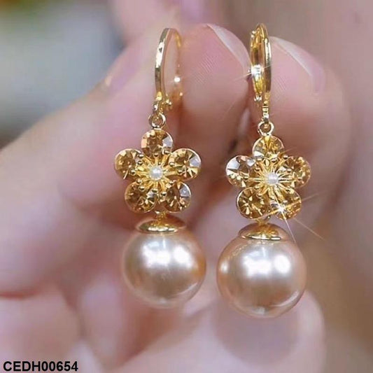 CEDH00654 ZHL Flower Pearl Drop Earrings - CEDH