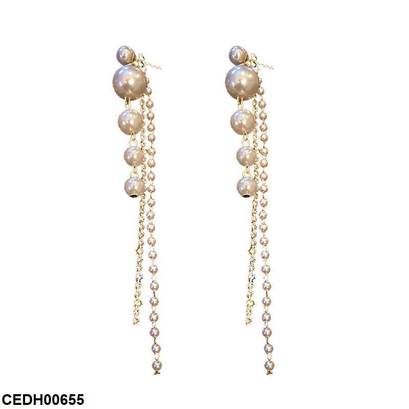 CEDH00655 ZHL  Pearl Layerad Drop Earrings - CEDH