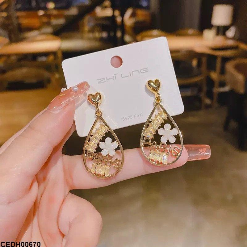 CEDH00670 ZHL Heart Tear Drop Earrings - CEDH