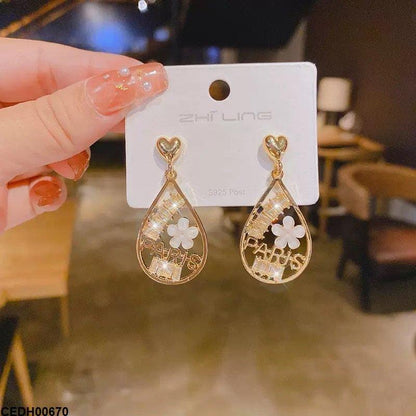 CEDH00670 ZHL Heart Tear Drop Earrings - CEDH