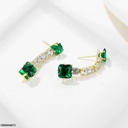 CEDH00673 WKO Square Stone Drop Earrings - CEDH