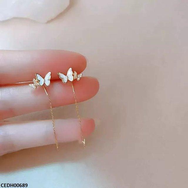 CEDH00689 YHC Double Butterfly Tassel Drop Earrings - CEDH