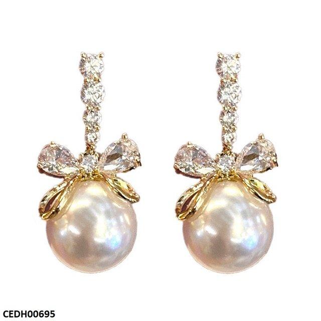 CEDH00695 LSH Bow Pearl Drop Earrings -CEDH
