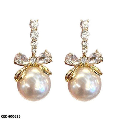 CEDH00695 LSH Bow Pearl Drop Earrings -CEDH