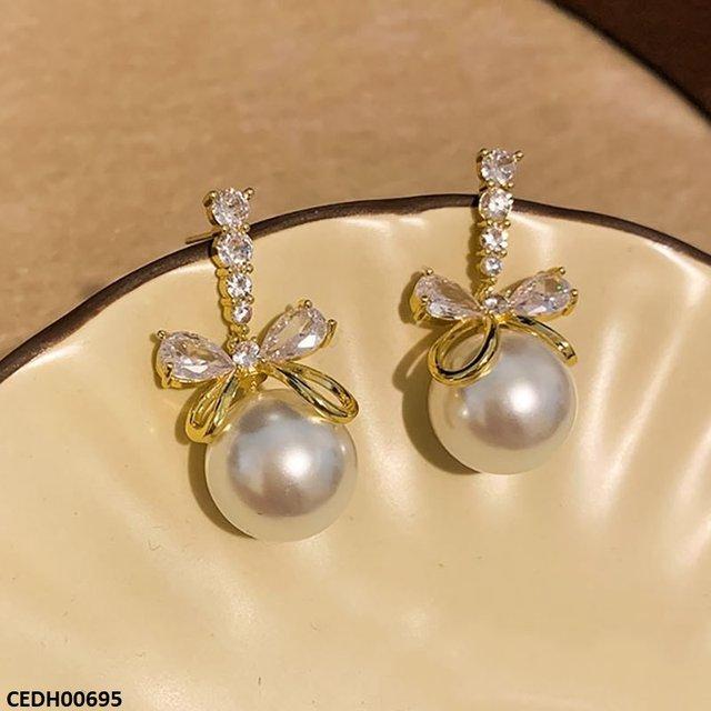 CEDH00695 LSH Bow Pearl Drop Earrings -CEDH