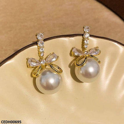 CEDH00695 LSH Bow Pearl Drop Earrings -CEDH