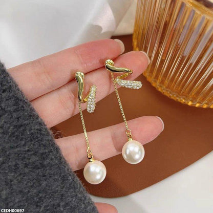CEDH00697 LSH Zigzag/Pearl Drop Earrings - CEDH