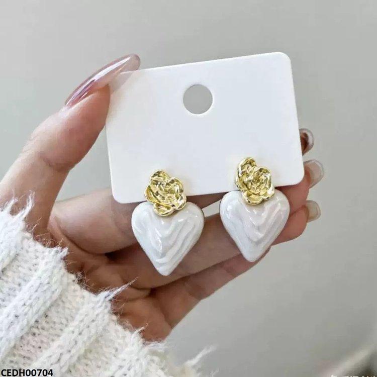 CEDH00704 LSH Flower Heart Drop Earrings - CEDH