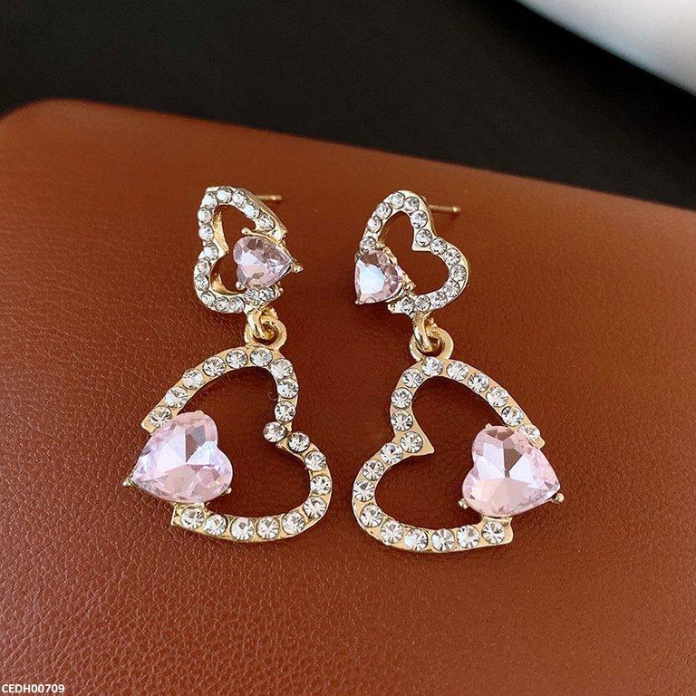 CEDH00709 LSH Double Heart Drop Earrings - CEDH
