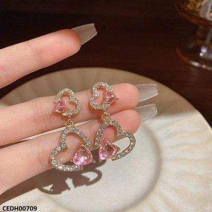 CEDH00709 LSH Double Heart Drop Earrings - CEDH
