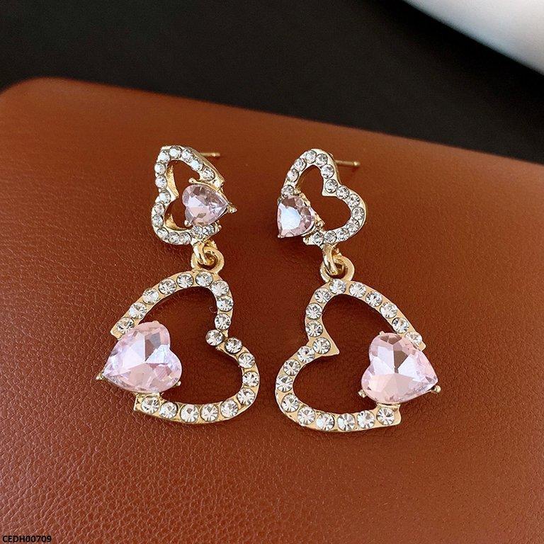 CEDH00709 LSH Double Heart Drop Earrings - CEDH