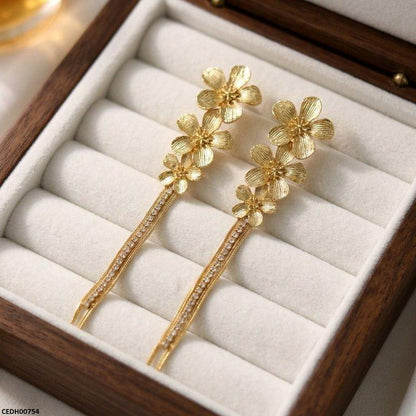 CEDH00754 ZHL Flower Layeard Drop Earrings - CEDH