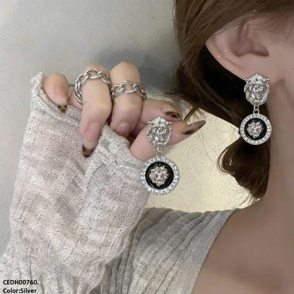 CEDH00760 ZHL Round Lion Drop Earrings - CEDH