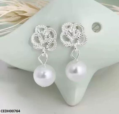 CEDH00764 YYZ Flower Pearl Drop Earrings - CEDH