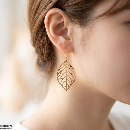 CEDH00775   QWN Leaf Drop Earrings - CEDH