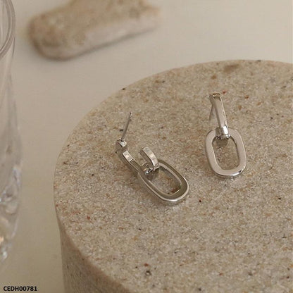CEDH00781 ZCD Stainless Steel Link Chain Drop Earrings Pair - CEDH