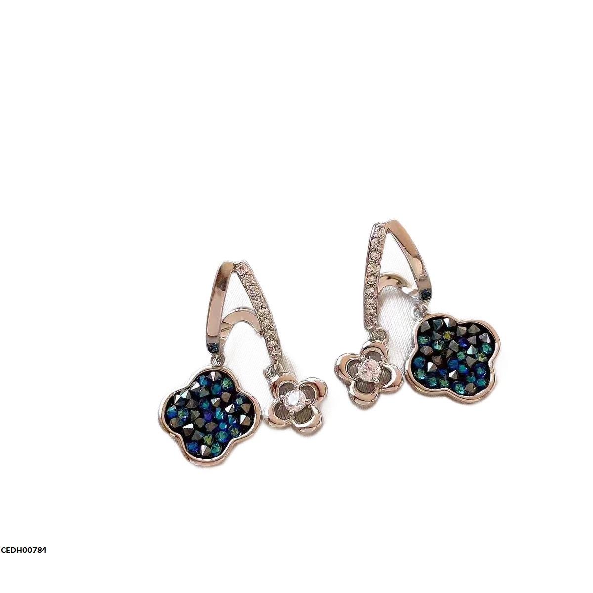 CEDH00784 ZCD Double Flower Drop Earrings Pair - CEDH