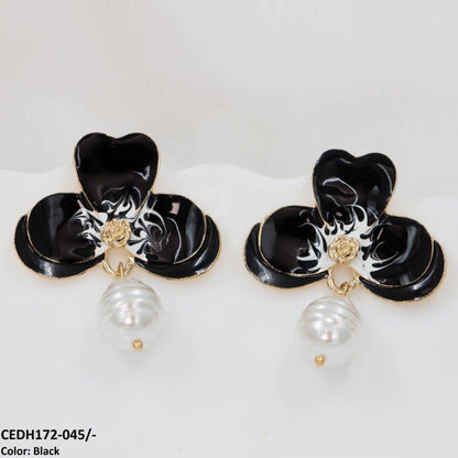 CEDH172 KSU Leaf Painted Earrings Pair