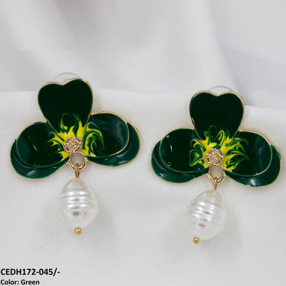 CEDH172 KSU Leaf Painted Earrings Pair