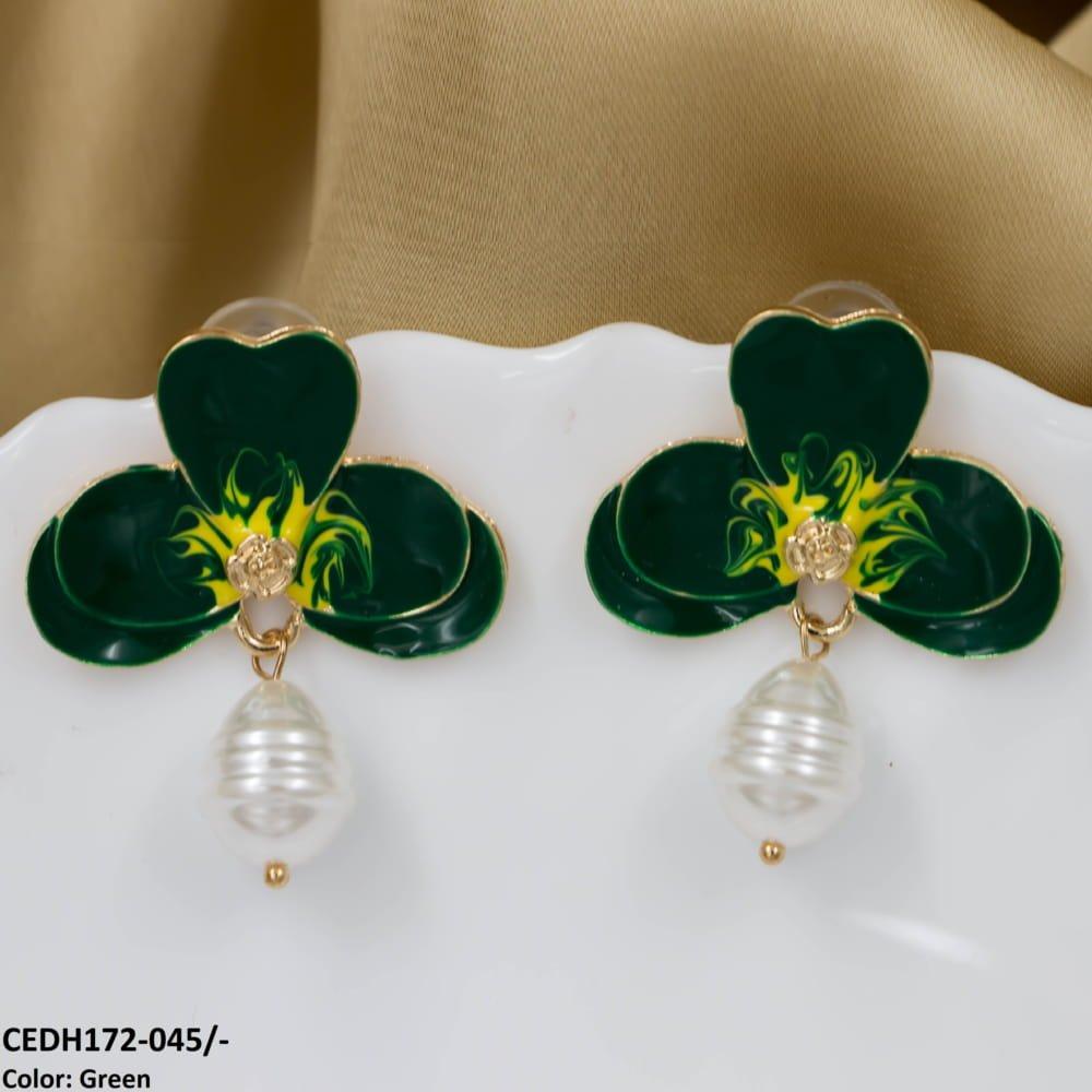 CEDH172 KSU Leaf Painted Earrings Pair