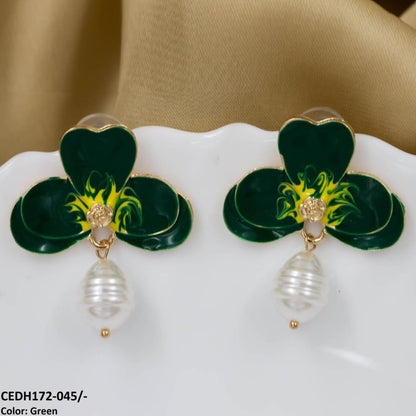 CEDH172 KSU Leaf Painted Earrings Pair