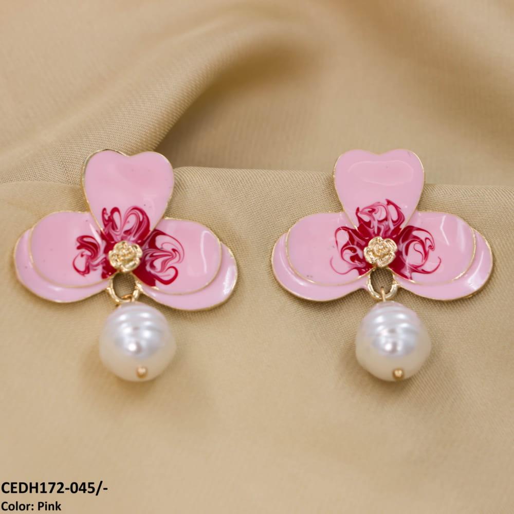 CEDH172 KSU Leaf Painted Earrings Pair