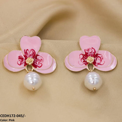 CEDH172 KSU Leaf Painted Earrings Pair