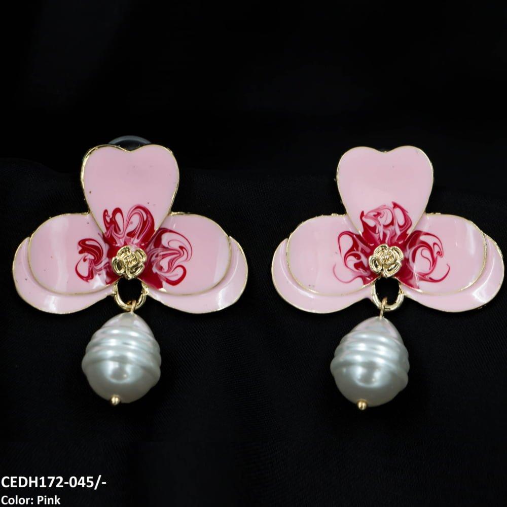 CEDH172 KSU Leaf Painted Earrings Pair