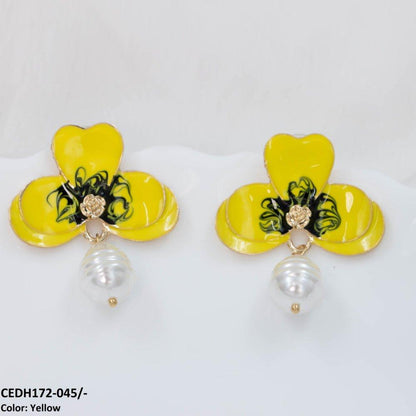 CEDH172 KSU Leaf Painted Earrings Pair