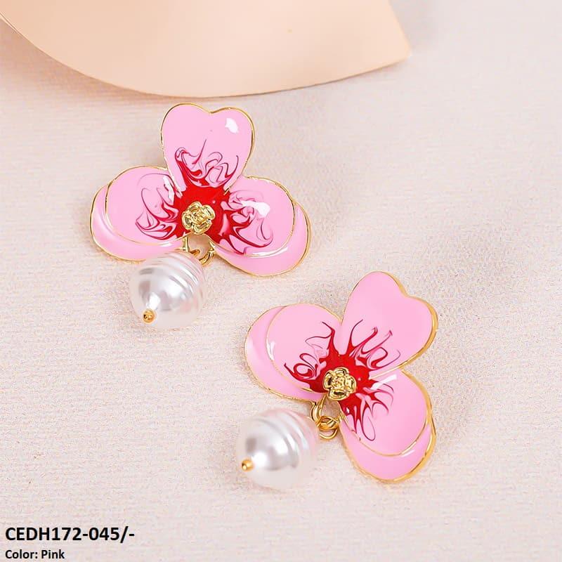 CEDH172 KSU Leaf Painted Earrings Pair