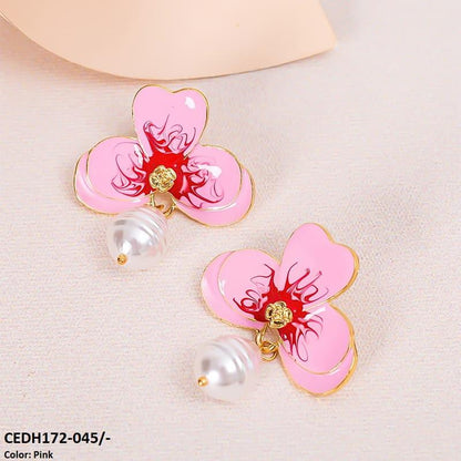 CEDH172 KSU Leaf Painted Earrings Pair