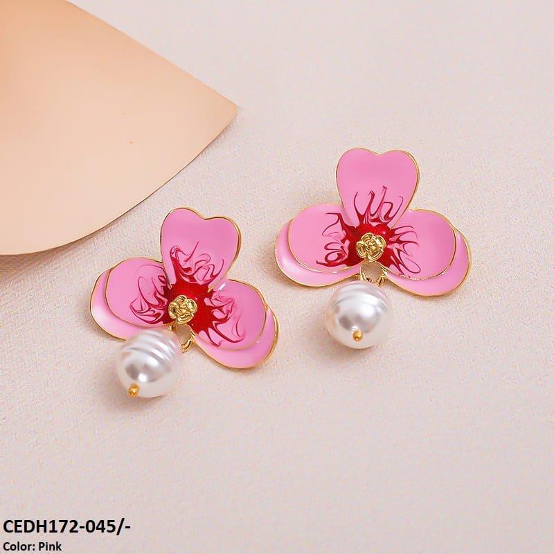 CEDH172 KSU Leaf Painted Earrings Pair