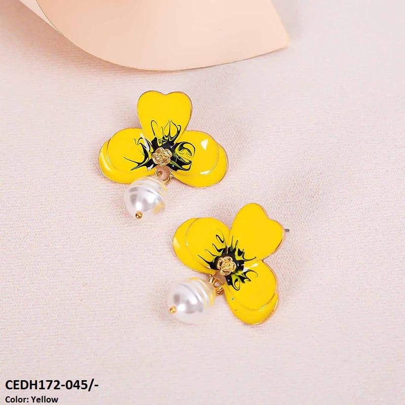 CEDH172 KSU Leaf Painted Earrings Pair