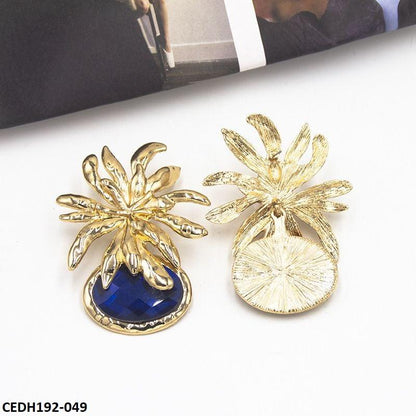 CEDH192 LYB Flower Oval Drops Earrings Pair