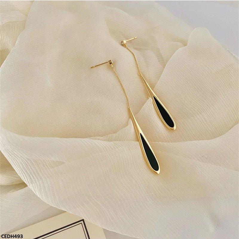 CEDH493 XST Black Tassel Drop Earrings