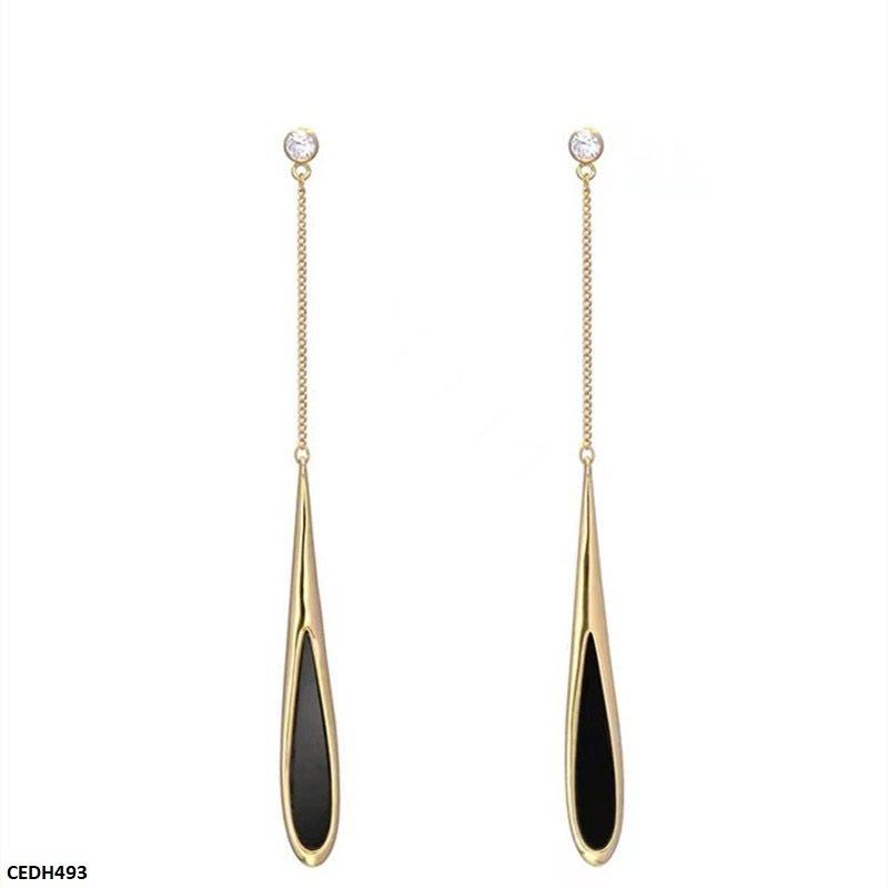 CEDH493 XST Black Tassel Drop Earrings