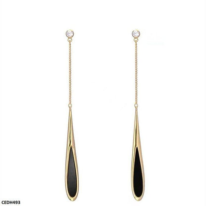CEDH493 XST Black Tassel Drop Earrings