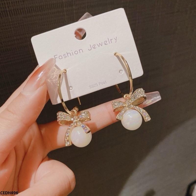 CEDH496 ZHL Bow Pearl Drop Earrings