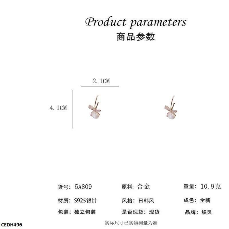 CEDH496 ZHL Bow Pearl Drop Earrings